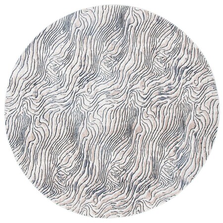 Safavieh 6 ft. 7 in. x 6 ft. 7 in. Lagoon Power Loomed Round Area Rug; Ivory & Grey LGN187A-7R